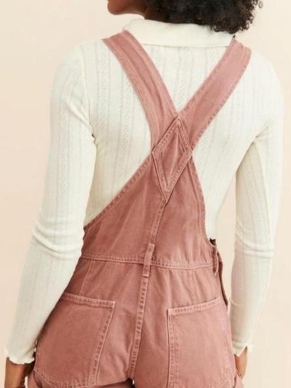 We The Free Rose Pink Short Denim Overalls